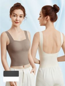 MiiOW | เสื้อกั๊กคอเหลี่ยมสไตล์คลาสสิกสำหรับผู้หญิงในฤดูร้อนปี 2025 พร้อมแผ่นเสริมหน้าอก ป้องกันการเปิดเผย ดีไซน์หลัง U เสื้อชั้นในแบบลำลอง