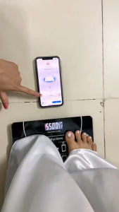 Cân điện tử Bluetooth thông minh đo chính xác 0.05kg – kết nối App theo dõi sức khỏe LCD HD