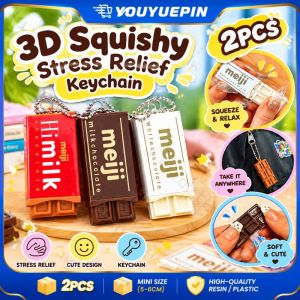 YOUYUEPIN 2pcs Mini Realistic Cocoa Replica Keychain High Quality Resin Fidget Toy 5cm Portable Stress Reliever Bag Accessory Novelty Gift