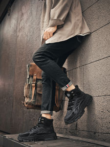 Autumn New Arrival Riding Shoes Invisibly Heightened Shoes 12cm Mens High-Top Motorbike Boots Thick Sole Martin Boots