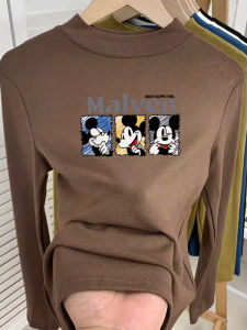 Áo Sơ Mi Lót Lông Cừu Dày Dài Tay Cổ Cao Màu Đen Cho Nữ Mùa Thu Đông Áo Lót Giữ Nhiệt Áo Chui Đầu Cổ Tròn