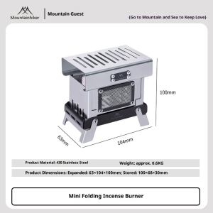 Mountainhiker Stainless Steel Vintage Camping Incense Burner & Mosquito Repellent-Foldable Indoor/Outdoor Tabletop