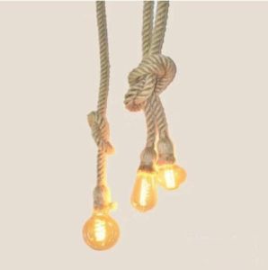 100 cm Vintage Hemp Rope Pendant Lamp Base E27 LED Socket Creative Country Style Loft Pendant Light