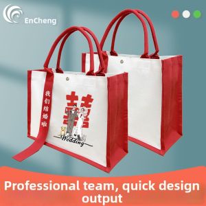 EnCheng | Custom Logo High-end Chinese Style Red Canvas Bag for Bridesmaid Gifts