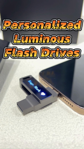Personalized Name Metal OTG Flash Drives Glowing Blue Light 32GB USB High Speed 2 in 1U Disk Gifts