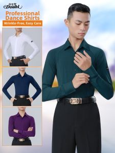 DANBAOLUO | Elastic Fit Latin Dance Mens Long Sleeve Shirt