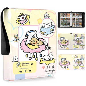 High Aesthetic Value Leather Dog Card Album Nine Grid Line Design Loose Leaf Collectible Notebook with Protective Cover