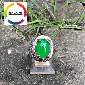 Cincin batu mustika Kalsedon Aura Hijau