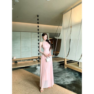 Halter-neck Sleeveless Long Dress 2026 Early Autumn New French Style Waist-Defining