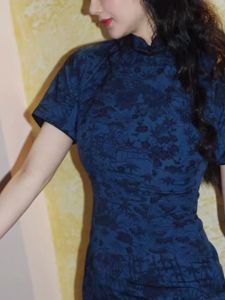 Summer plus Size Womens Cheongsam Dress Flat Shoulder Vintage New Chinese Style Long Skirt Slimming Effect Daily Wear