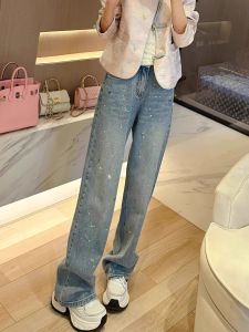 Quần Jeans Denim Ống Thẳng Ôm Vừa Màu Xanh Nhạt Quần Dài Thường Ngày Cho Nữ Quần Dài Mùa Xuân Quần Jeans Denim Ôm Vừa