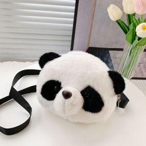 Panda Plush Commuter Handbag Womens Shoulder Crossbody Bag Stylish Versatile Soft Plush Material Fashionable Cartoon Design