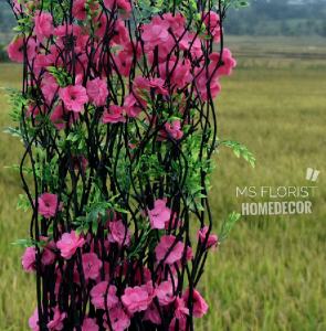 Dekorasi Rumah Bunga Artifisial Bambu Ulir Hitam 10 Batang Anyelir Pink 180cm(Tanpa Pot)