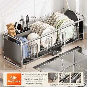 Dish Drying Rack Bowl Drainer Over Sink Drainer Draining Rack Organizer Kitchen Sink Basket Tableware Narrow Cup Holder Shelf