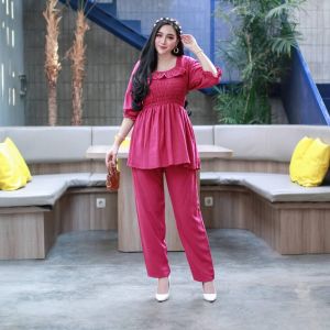 Setelan Linda Dada Semok Lengan Karet Semok Setelan Murah Mewah Kekinian Setelan Model Terbaru Bahan Rayon Tebal