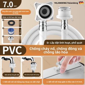 YALANDENG | Đầu nối ống thép không gỉ cho máy giặt với ống mềm kéo dài chống nổ và chống rò rỉ