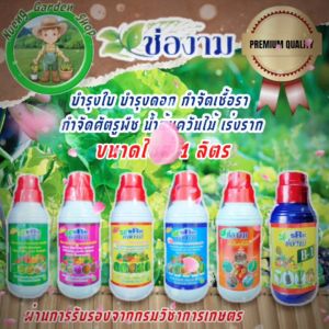 ช่องาม ปุ๋ยน้ำ บำรุงใบ บำรุงดอก กำจัดเชื้อรา กำจัดศัตรูพืช น้ำส้มควันไม้ B-1 ไม้ดอกไม้ประดับ สวนครัว