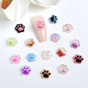 30PCS Gradient Color Puppy Paw Resin Nail Charms Cute Translucent Cat Paw Animal Claws Nail Art Decorations for DIY Nails Design