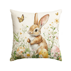 VIKAMA Easter Watercolor Bunny Vỏ Gối - Vỏ Gối Vuông Bằng Vải Polyester Thẩm Mỹ Ấm Cúng Để Trang Trí Phòng Khách Cạnh Giường Ngủ