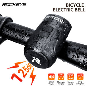 Rockbye Scooter Bike Electronic Horn Alarm 125dB Loud Rechargeable Electric Bicycle Handlebar Ring Bell Waterproof Anti-theft