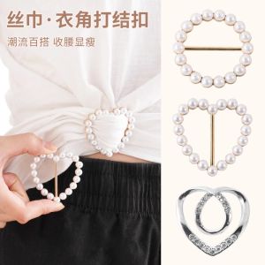 Versatile Knot Ring Silk Scarf Buckle Womens T-Shirt Decorative Waist Belt Clasp Fashionable Korean Style Accessory