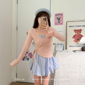 Sweet Style Pink Blouse and Check Skirt Set