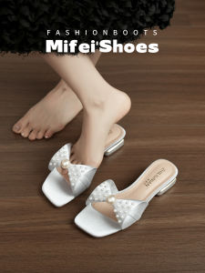 MIFEI | Đầm Mùa Hè Da-Phối Với Dép Ngọc Trai Gót Thô