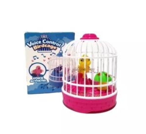 BURUNG BUNYI MAINAN FREE  BATRAI / VOICE CONTROL BIRDCAGE / BERSUARA LED