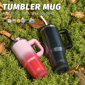 WATERSY 30oz/40oz Stainless Steel Thermal Cup Large Capacity Tumbler with Handle & Straw Insulated Mug Travel for Coffee