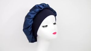 Women Satin Sleeping Hat Adjustable Wide Brimmed Night Hair Cap Curly Hair Head Band Cap