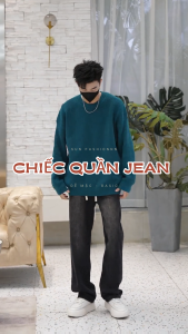 Quần jean quần bò nam nữ ống rộng cạp chun SUN 09 Wash Khói mặc thoải mái dễ phối đồ phong cách hàn quốc