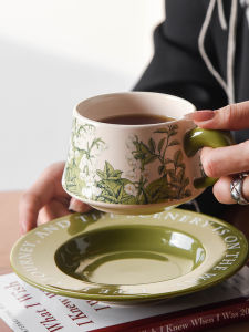 Zeteng Home American Style Ceramic Coffee Cup And Plate Afternoon Tea Bellflower Coffee Cup Plate Hand-Painted Illustration
