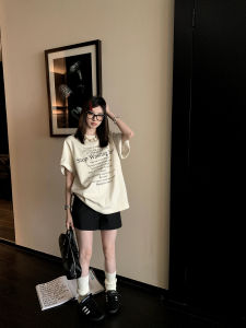 Áo Thun Cotton Cổ Tròn Tay Ngắn in Chữ Mùa Hè Cho Nữ Dáng Rộng Thoải Mái Mặc Đi Làm Thường Ngày Chất Liệu Cotton Nguyên Chất