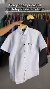 (Biru Muda) Kemeja Polos Lengan Pendek Warna Biru Muda Dewasa Size M-XXXXL