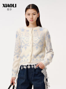XIAOLI | Autumn Faire Isle Mohair Heavy Embroidered Beaded Knit Cardigan