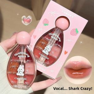 Cappuvini Mirror Lip Glaze Six Colors Glass Lipstick Student Cosmetic Lipstick Palette Water Light Korean Style with Lip Brush