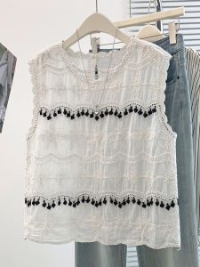AIYITI | Design Cotton Jacquard White Bohemian Sleeveless Top