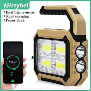 Newly designed solar handheld LED night light ultra bright work searchlight waterproof outdoor camping portable hiking flashlight can be charged urgently
