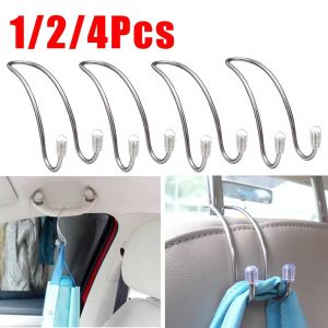 4Pcs Metal Car Seat Hook Durable Stainless Steel Headrest Hanger Universal Coat Purse Bag Organizer Auto Interior Accessories