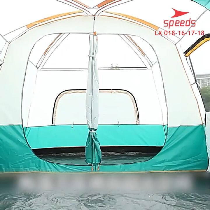 SPEEDS Tenda Kemping Kemah Besar 4-6 Orang Double Layer Dua Lapisan
