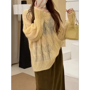 QINGNAER | Soft Milk-like Loose Oversized Womens Knitted Sweater