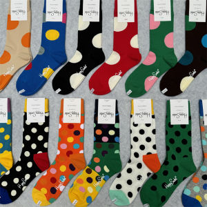 Polka Dot Cotton Mid Calf Socks For Women All Seasons