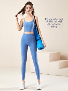 Bộ Đồ Tập Yoga Nữ Co Giãn Thể Thao Chạy Bộ Nhanh Khô Quần Dài Không Tay Áo Ngực Có Đệm Vải Nylon Bộ Đồ Tập Yoga Hai Mảnh
