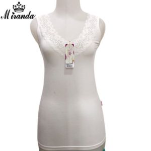 MIRANDA tank top/kaos dalam wanita miranda tali renda v neck bahan rayon super lembut dan adem ukuran l.xl.xxl