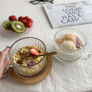 High Aesthetic Value Glass Bowl for Breakfast Cereal Ice Cream Yogurt Pudding Dessert Fruit Snack Pure Color Nordic Style