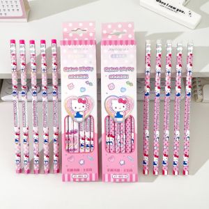 Sanrio | Genuine 12Pcs Sanrio Pencil Hello Kitty Kuromi HB Sketch Writing Pencils Smooth Writing Cartoon Stationery Office Supplies