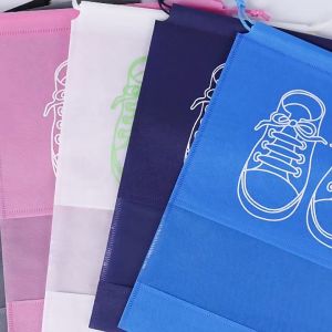 Travel Shoe Bag Waterproof And Dustproof Shoe Multi-color Storage Bag Non-woven Portable Shoe Bag Large Capacity Drawstring Bag Shoe Bag Beg Simpanan Kasut鞋袋防尘鞋袋