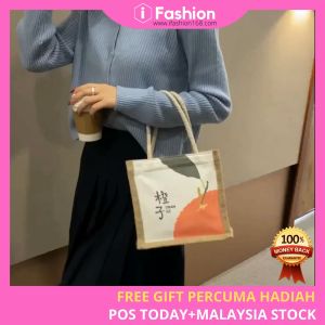 iFASHION 1206 Women Ins Korean Style Small Canvas Lunch Shoulder Tote College Student With Zipper Bag Wanita Kanvas Beg