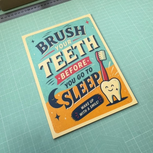 Brush Your Teeth Before You Go to Sleep. Sticker Sign Signboard Board Signage Notice Children Poster. Berus Gigi Cuci.