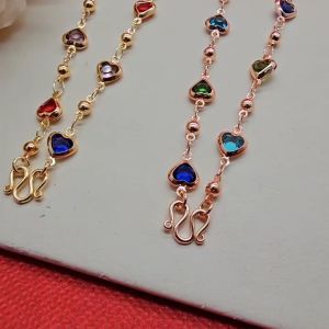 สร้อยคอเม็ดแตงหัวใจ ความยาว 24 นิ้ว สีทอง สีนาก งานสวย ชุบทอง ใส่ได้ทุกโอกาส รูปถ่ายจากสินค้าจริง